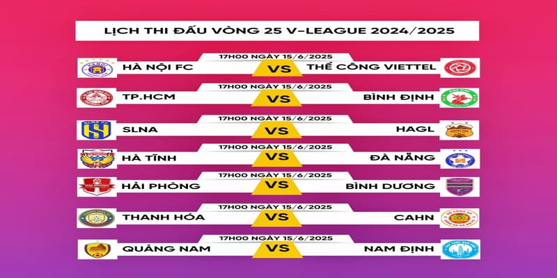 Lịch thi đấu V-League 2025 Lịch thi đấu V-League 2025 từng vòng